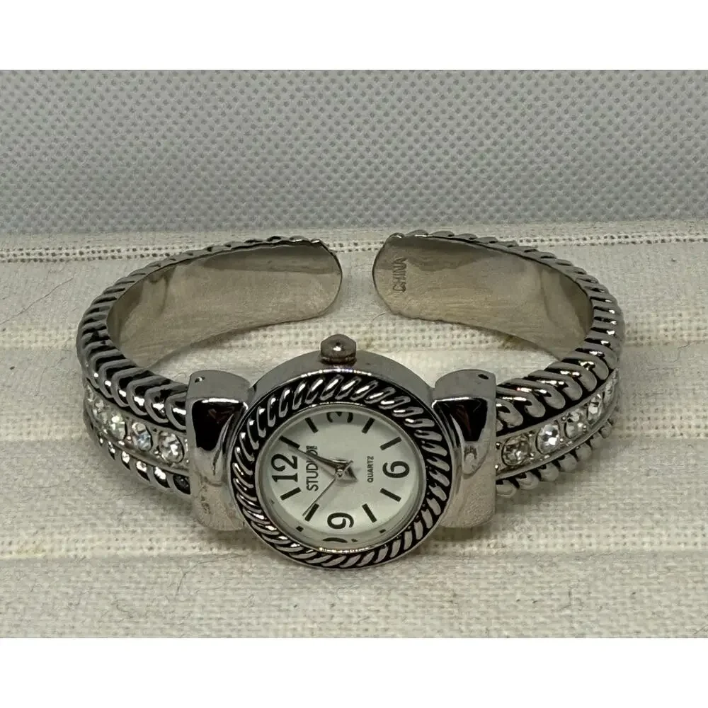 Studio Time Silver Cuff Watch NWT + Beaded Bracelet Set